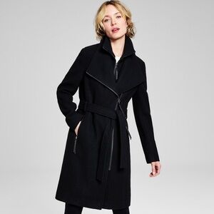 Calvin Klein black wrap coat